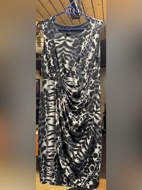 Enfocus Studio animal, print wrap dress.